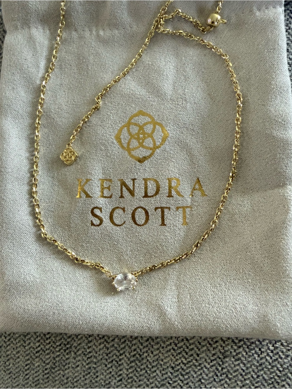 Kendra Scott Gold Necklace with Clear Crystal Pendant - Picture 4 of 5